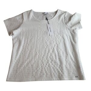 Calvin Klein Textured Short Sleeve Shirt Stretch Womens Size X-Large